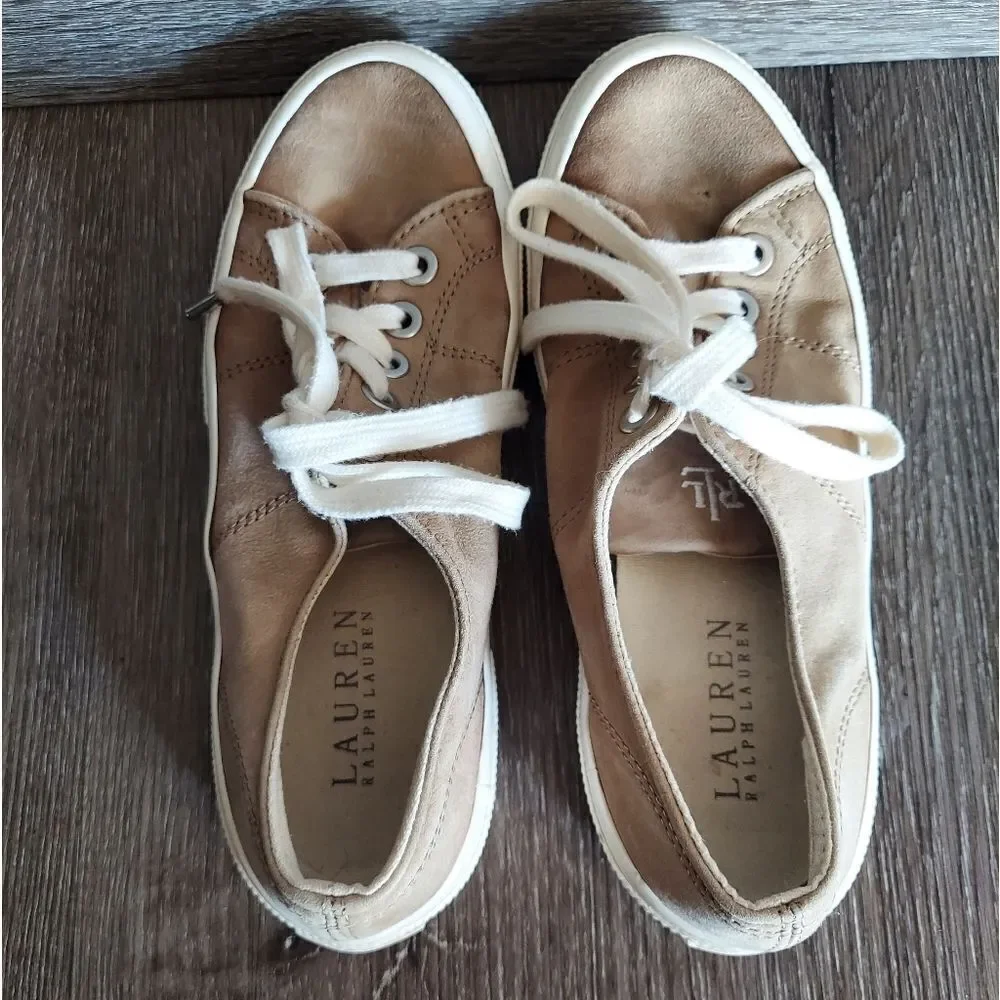 Lauren Ralph Lauren Jolie Tennis Shoes Ladies Suede Sneaker Size 6 Lace Up